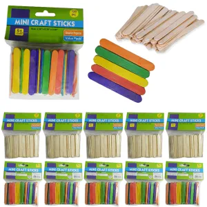 200 Pcs Popsicle Sticks Bulk Craft Flat Natural Wood Multi Colored 2.56" x 0.39"