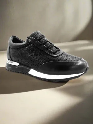 2H #S8031-481 Genuine Leather Black Casual Shoes