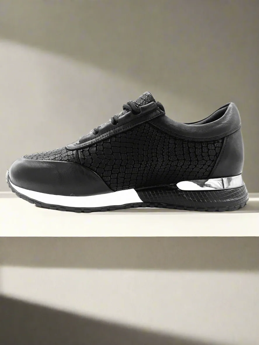 2H #S8031-481 Genuine Leather Black Casual Shoes