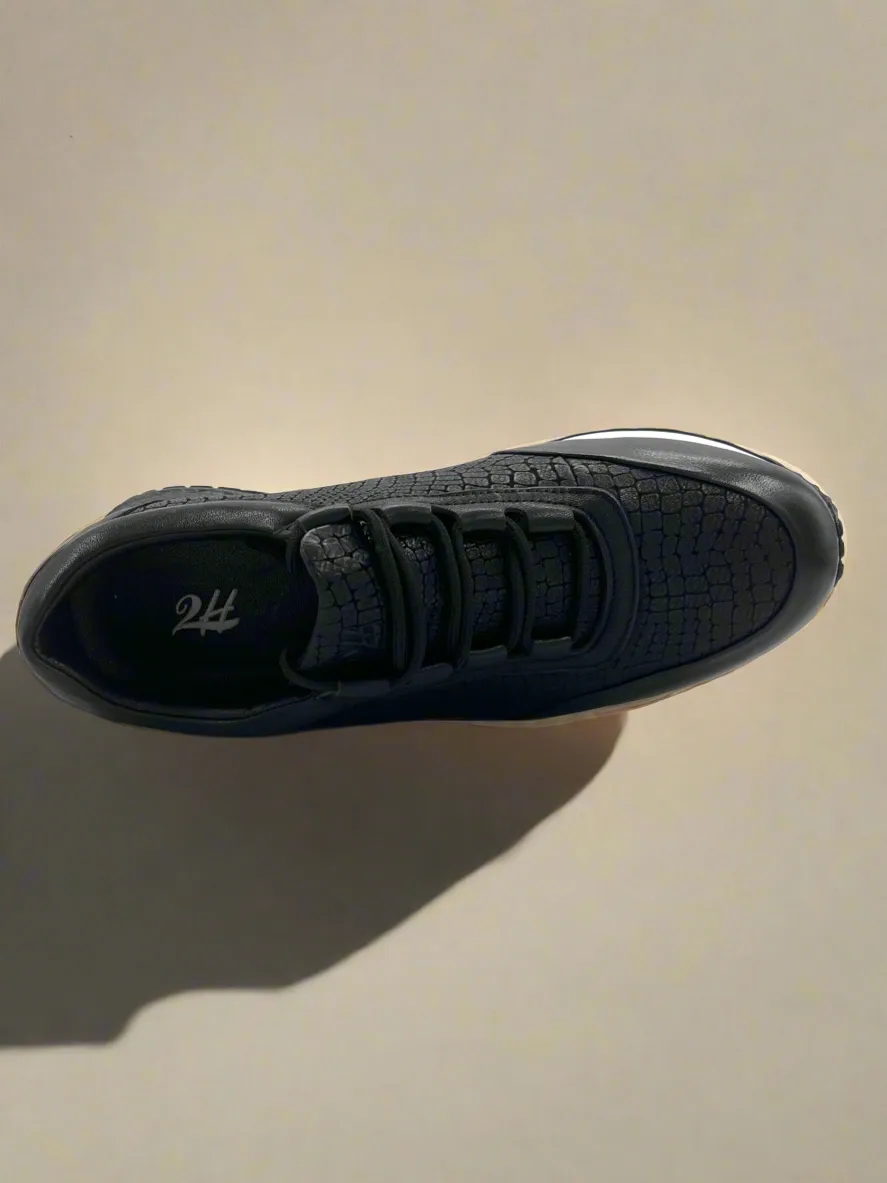 2H #S8031-481 Genuine Leather Black Casual Shoes