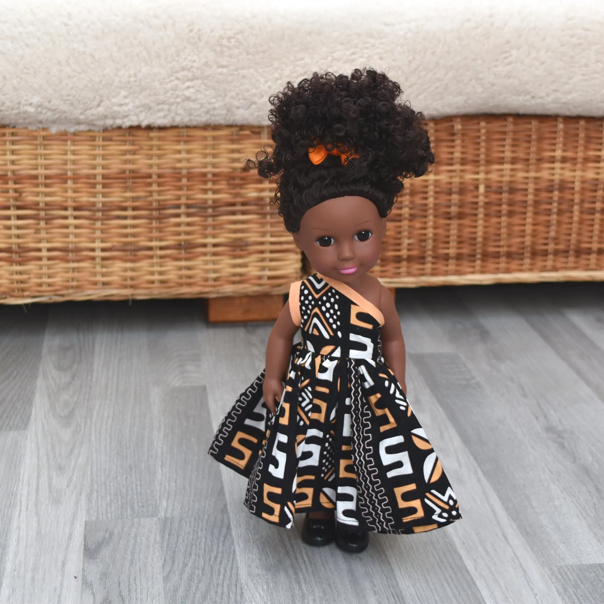 Black Doll - Afro Hair doll - Mix Race Doll - Afro Doll Ankara Doll Dress - Esi