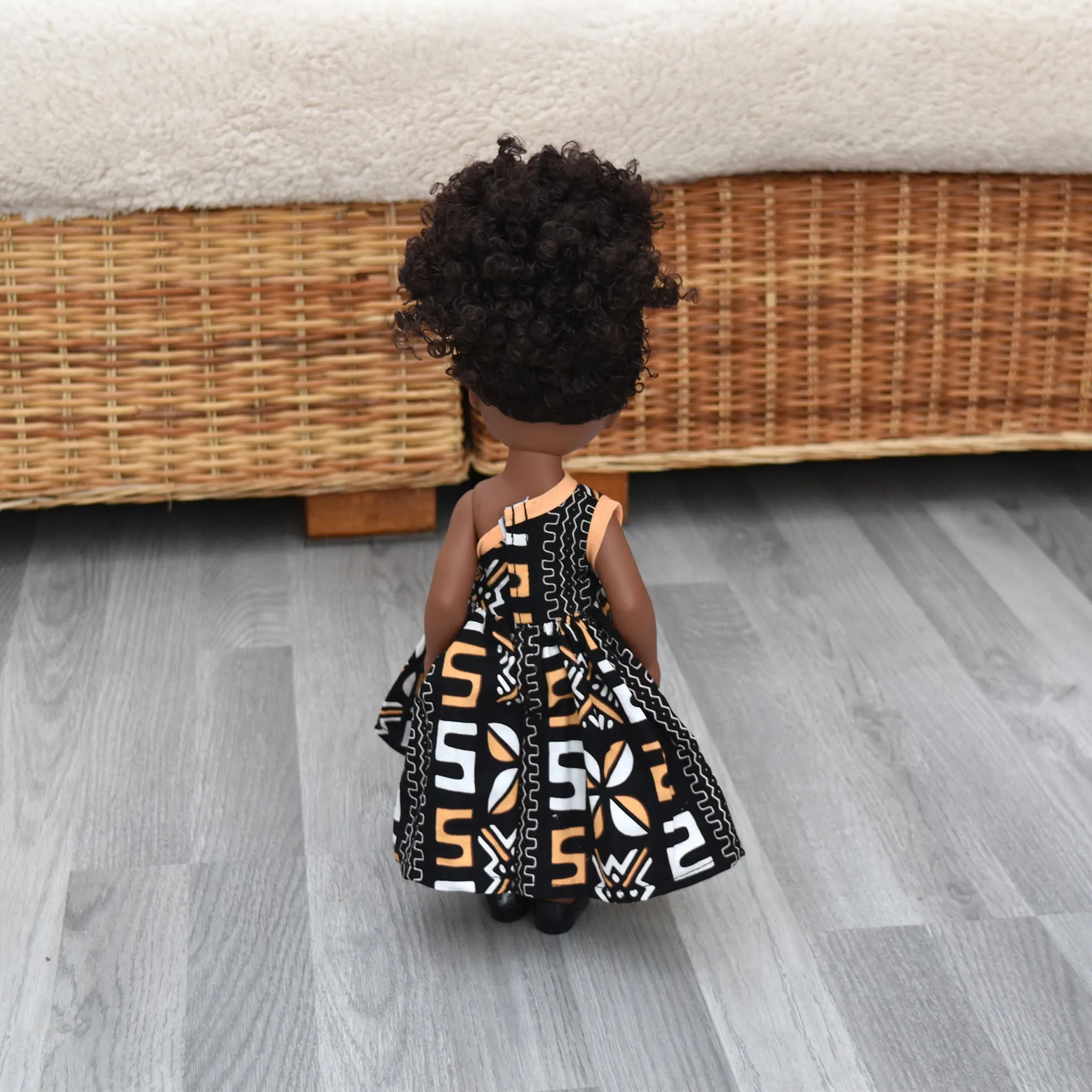 Black Doll - Afro Hair doll - Mix Race Doll - Afro Doll Ankara Doll Dress - Esi