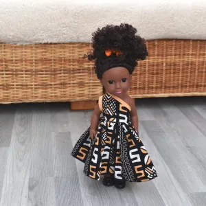 Black Doll - Afro Hair doll - Mix Race Doll - Afro Doll Ankara Doll Dress - Esi