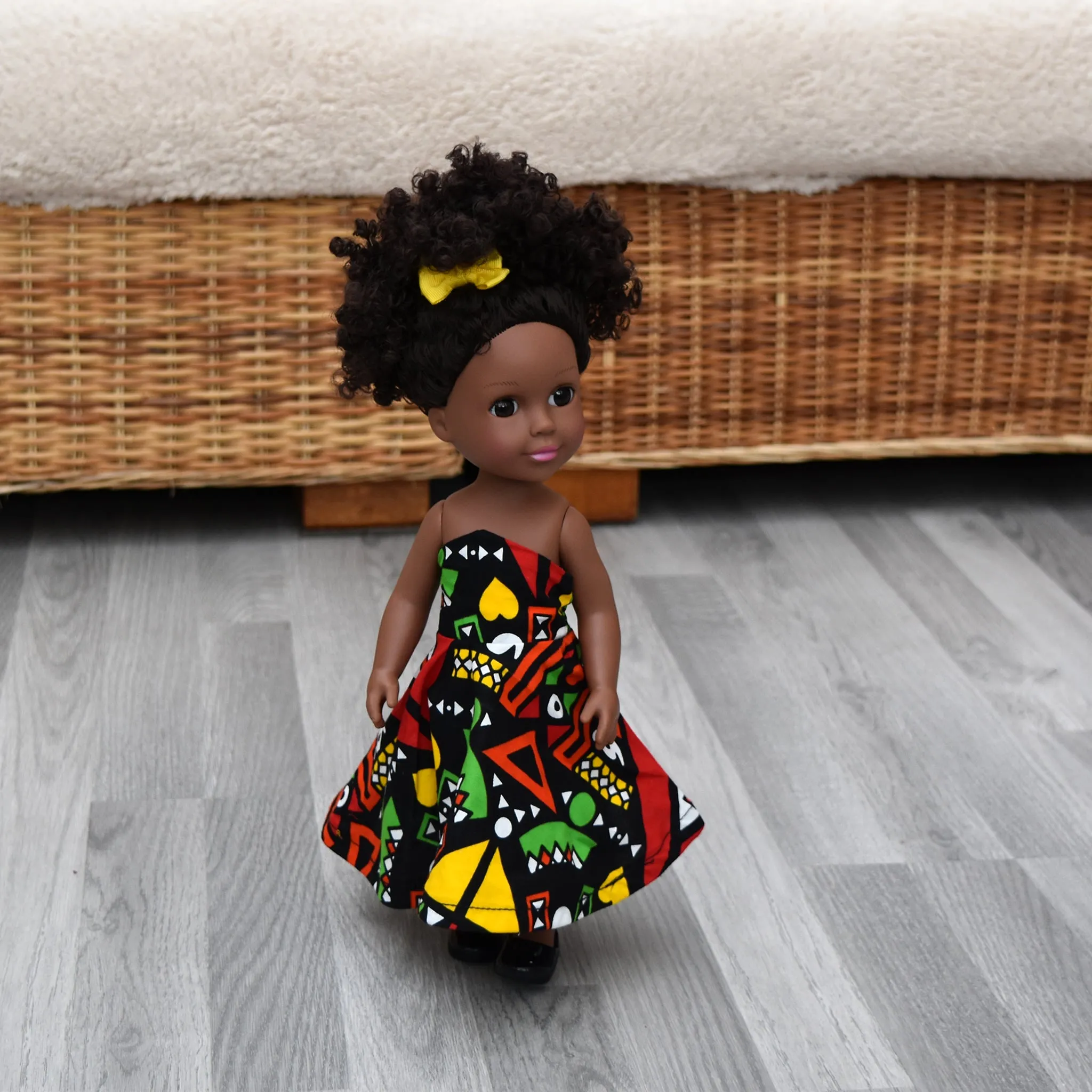 Black Doll - Afro Hair doll - Mix Race Doll - Afro Doll in Ankara Dress - Imani