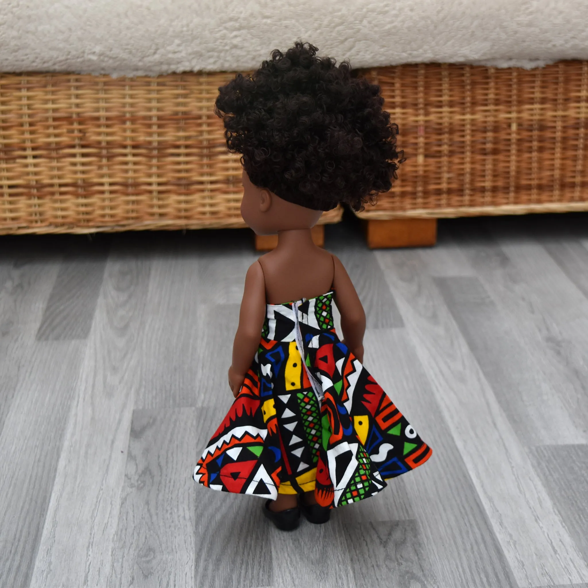 Black Doll - Afro Hair doll - Mix Race Doll - Afro Doll in Ankara Dress - Imani