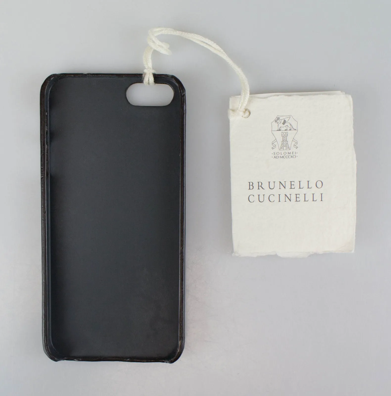 Brunello Cucinelli Gunmetal Pebbled Leather Iphone Case - Gray