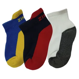 Dual Colour Thick Ankle-length Socks Combo For Kids (6-9 Years, 3 Pairs)