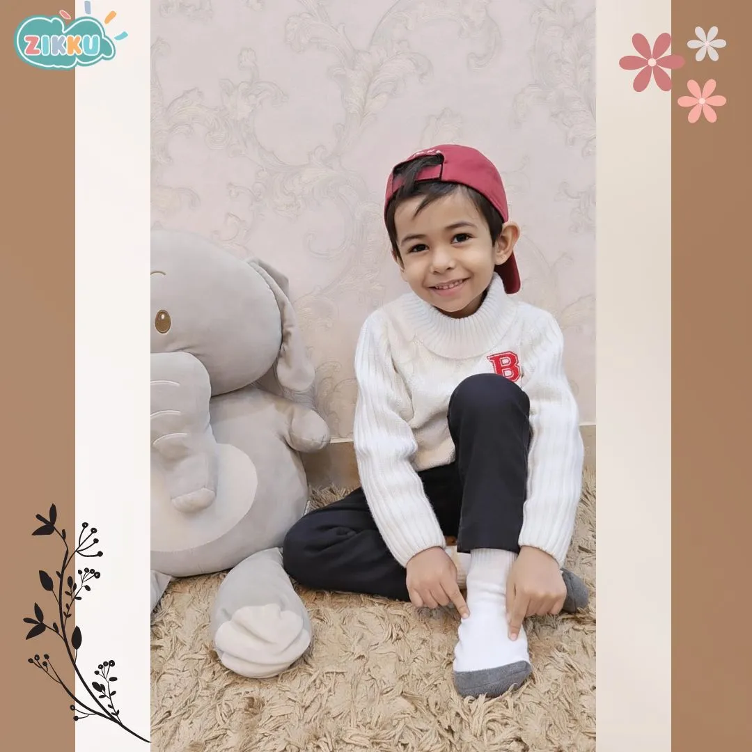 Dual Colour Thick Ankle-length Socks Combo For Kids (6-9 Years, 3 Pairs)
