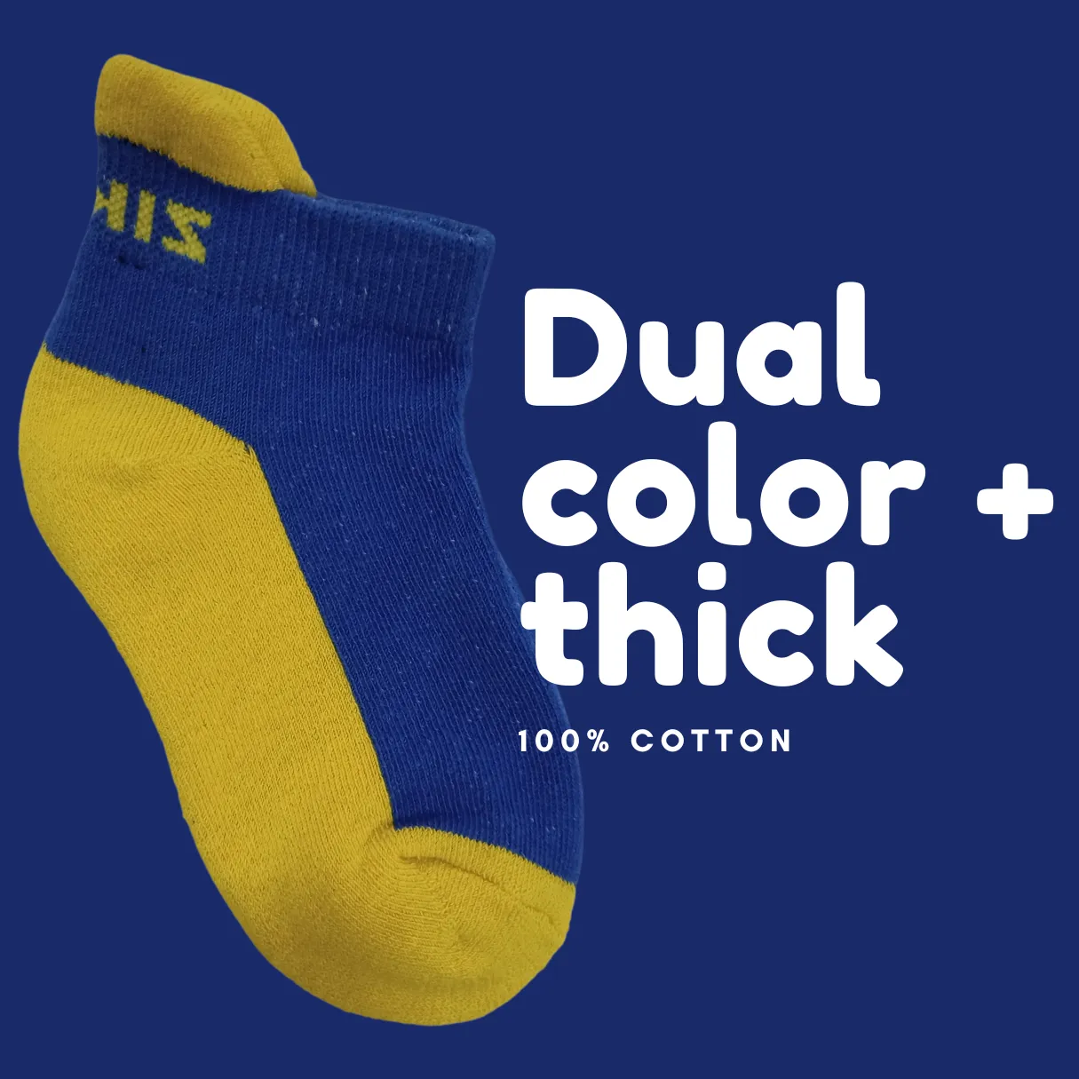 Dual Colour Thick Ankle-length Socks Combo For Kids (6-9 Years, 3 Pairs)