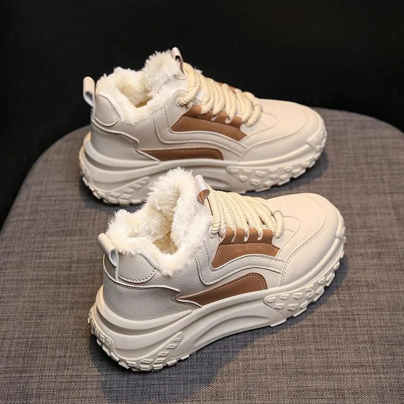 Female Fleece-lined Warm Leisure Sports Cotton Shoes