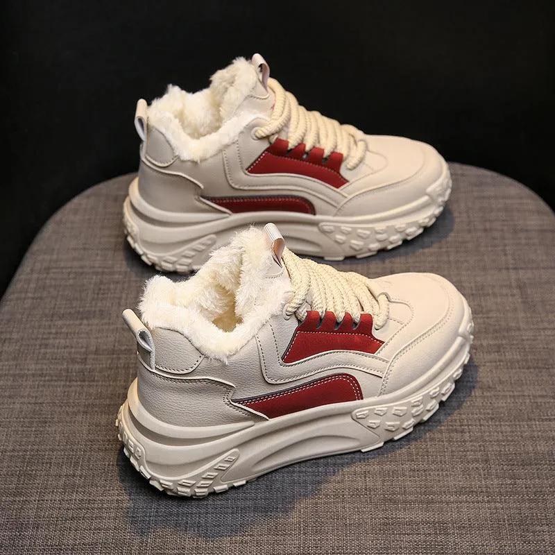 Female Fleece-lined Warm Leisure Sports Cotton Shoes