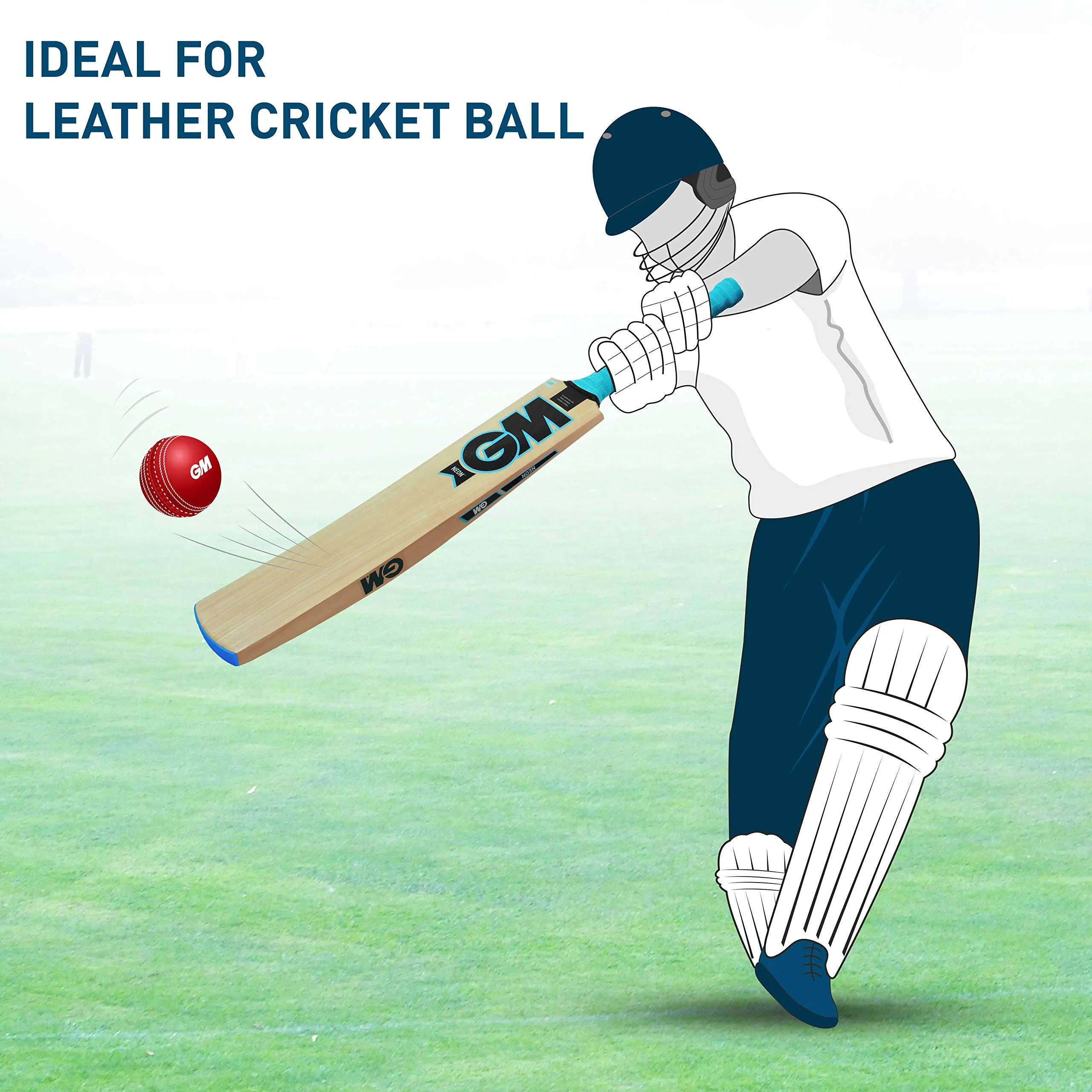Neon Apex Kashmir Willow Cricket Bat with Cloth Cover on Face | Size-6 | Light Weight | Free Cover
