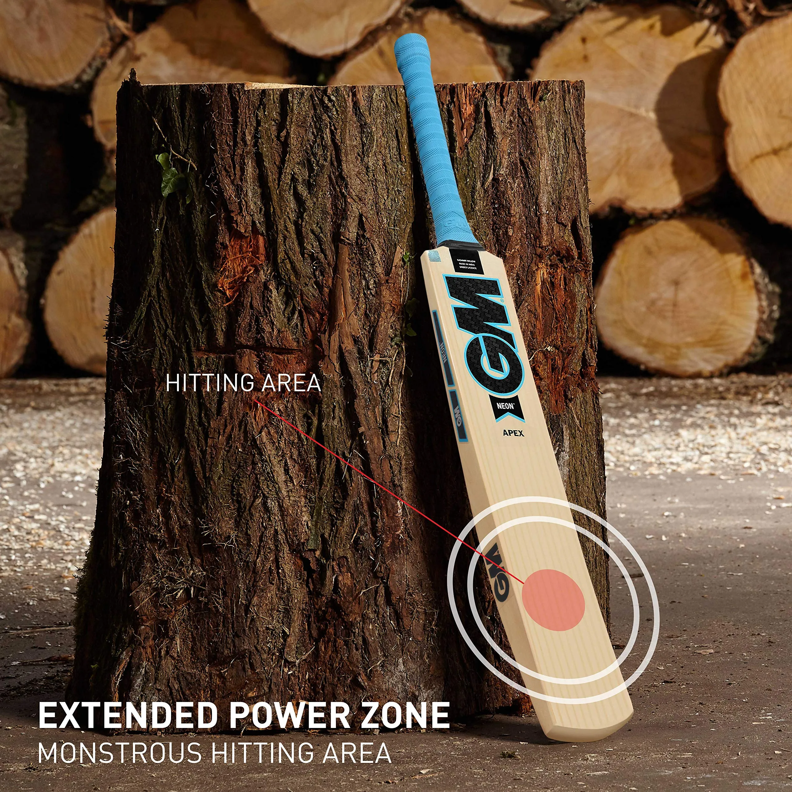 Neon Apex Kashmir Willow Cricket Bat with Cloth Cover on Face | Size-6 | Light Weight | Free Cover