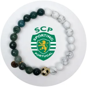 Sporting Portugal Mens Moss Green Jade and White Howlite with Pav Soccer Ball
