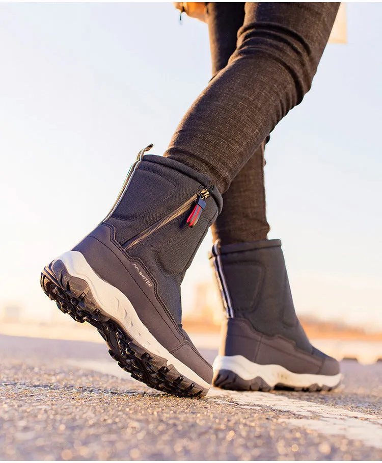 Women's winter snow boots side zip, waterproof, non-slip, wear-resistant, thick and velvety warm
