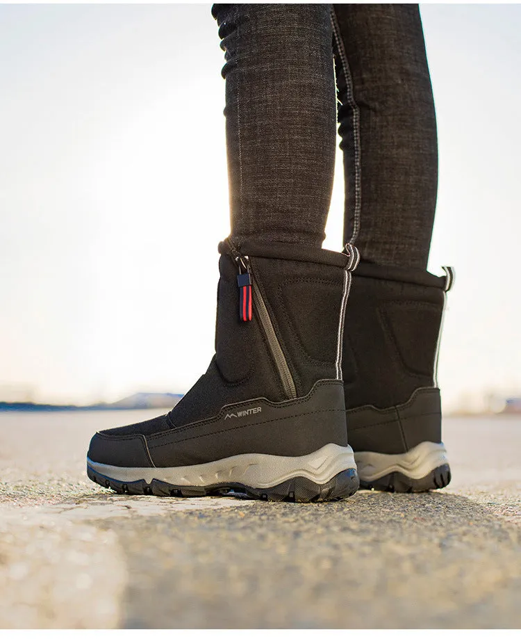 Women's winter snow boots side zip, waterproof, non-slip, wear-resistant, thick and velvety warm